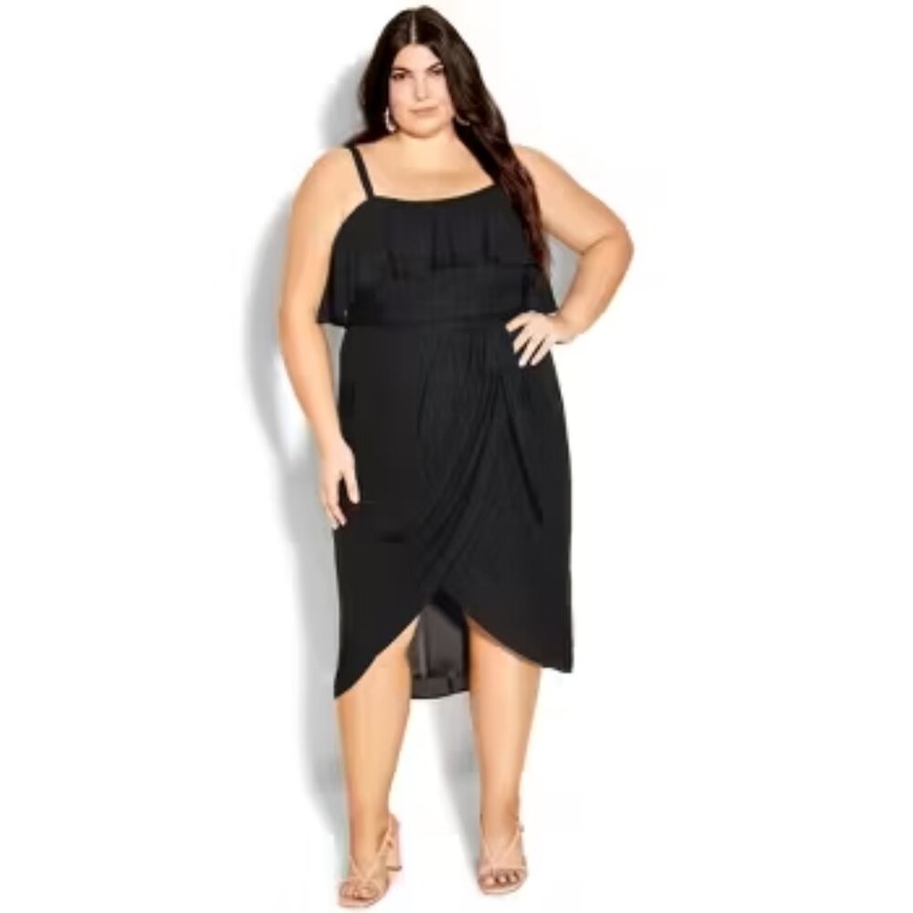 City Chic Astonish Cocktail Dress - Black Size 18